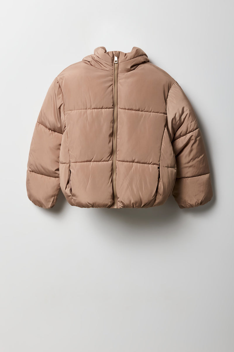 Blouson matelassé doublé de similifourrure pour filles