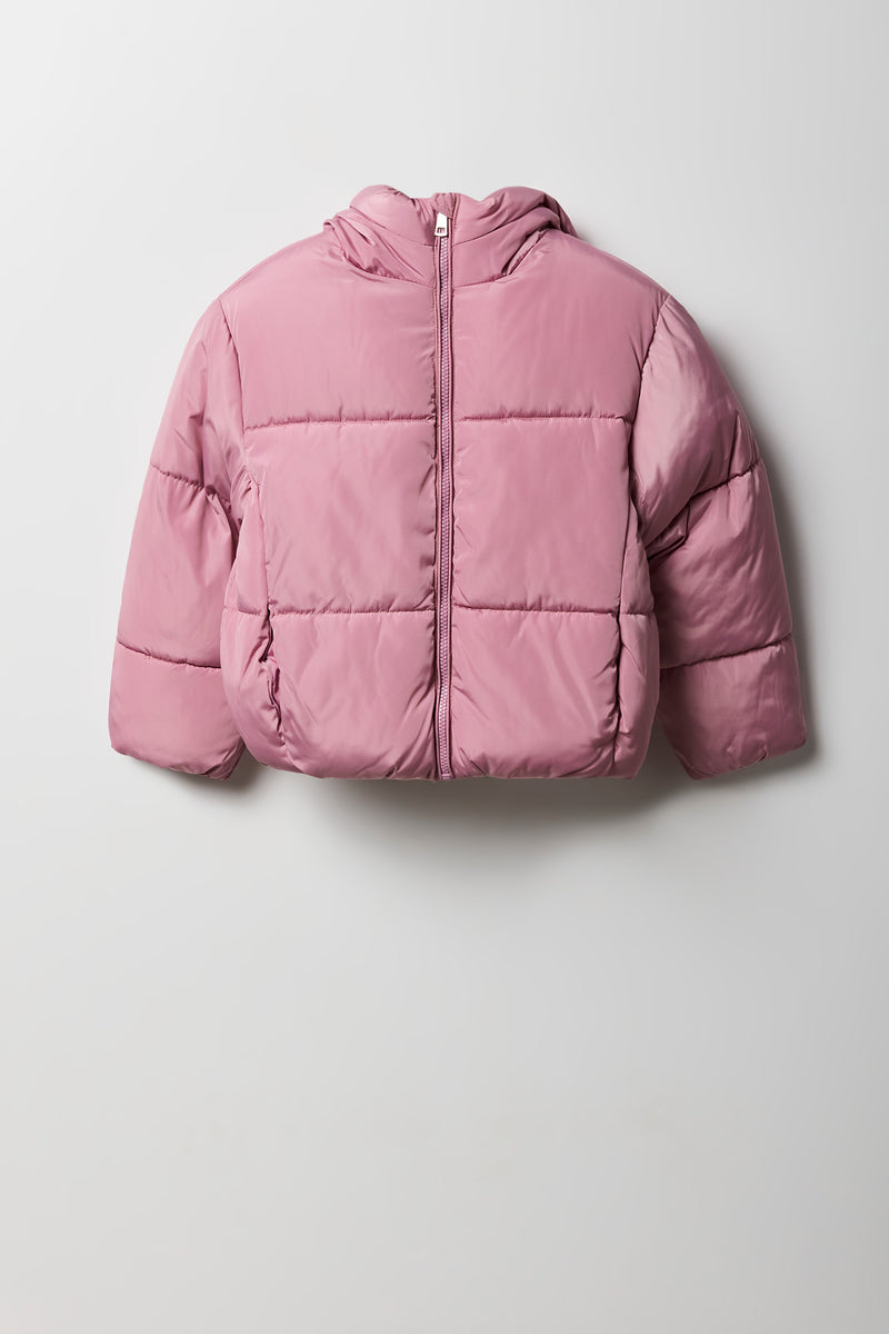 Girls Faux Fur Lined Puffer Jacket