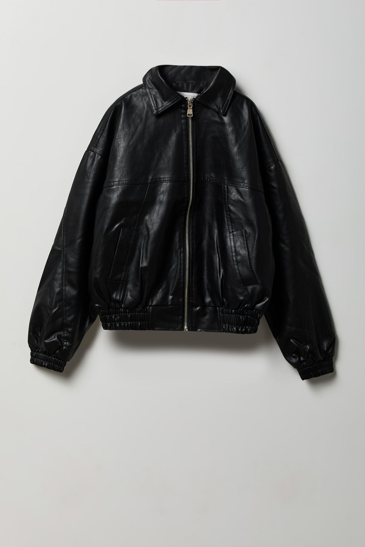 Blouson aviateur surdimensionné en similicuir pour fille