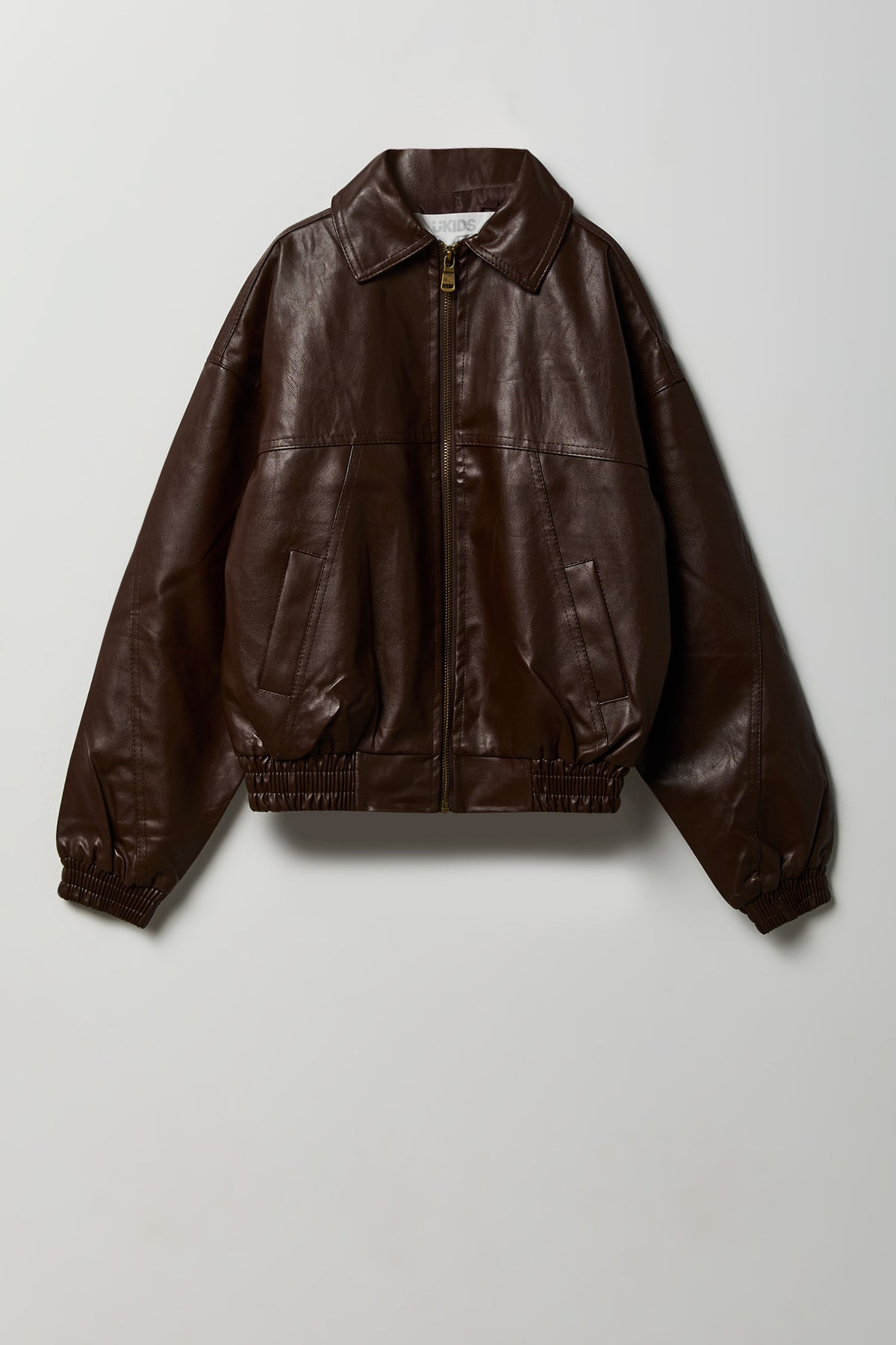 Blouson aviateur surdimensionné en similicuir pour fille
