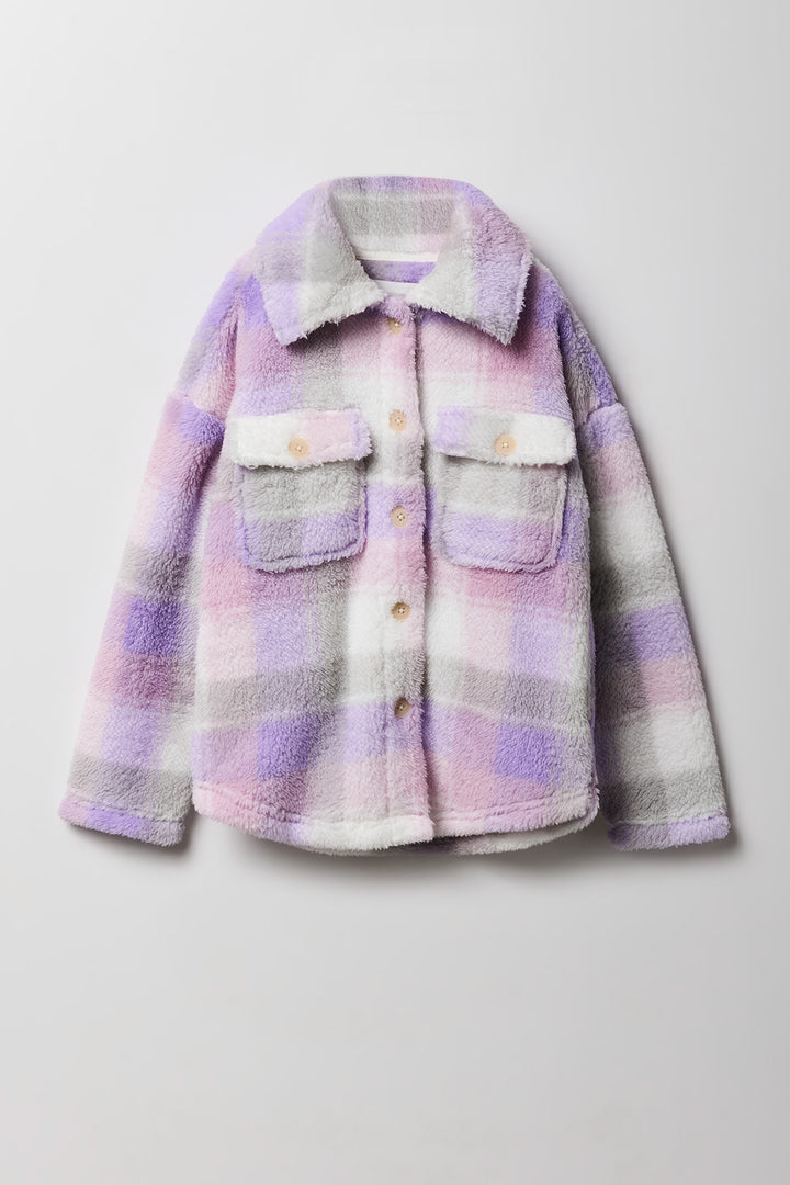Surchemise en sherpa à carreaux pour filles