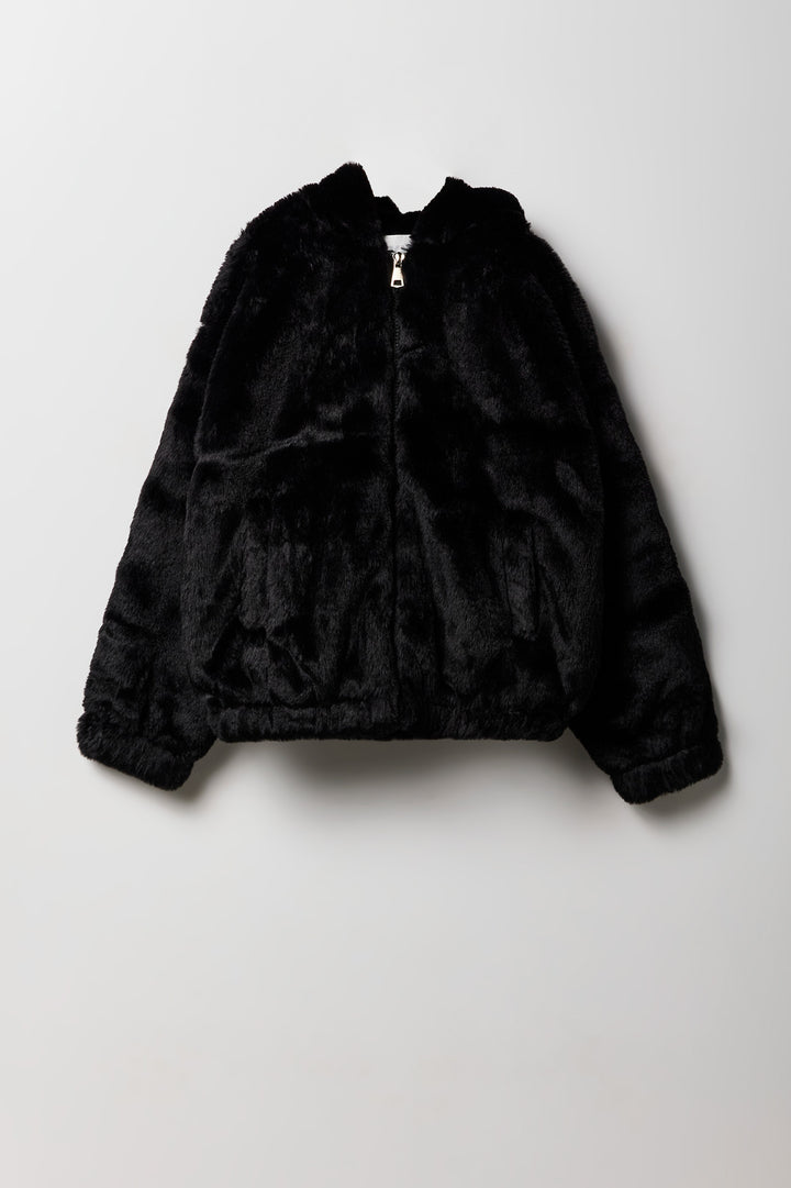 Girls Faux Fur Jacket with Hood