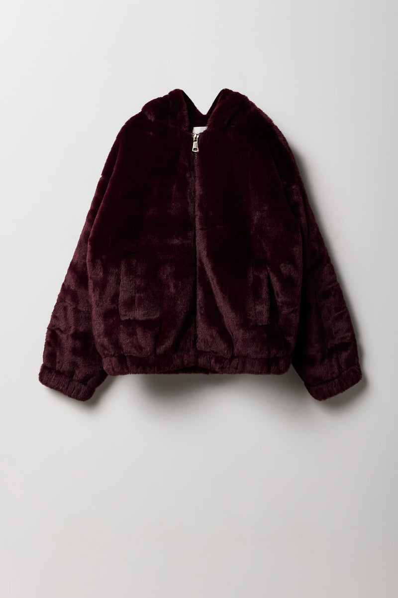 Girls Faux Fur Jacket with Hood
