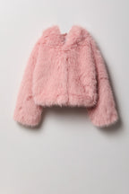 Blouson à capuchon en similifourrure pour fille