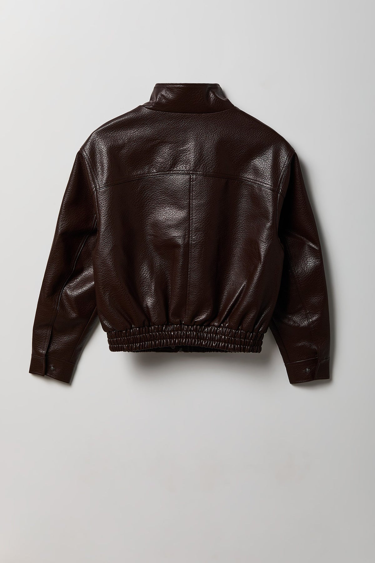 Alt View 2. Girls Faux-Leather Bomber Jacket - Brown