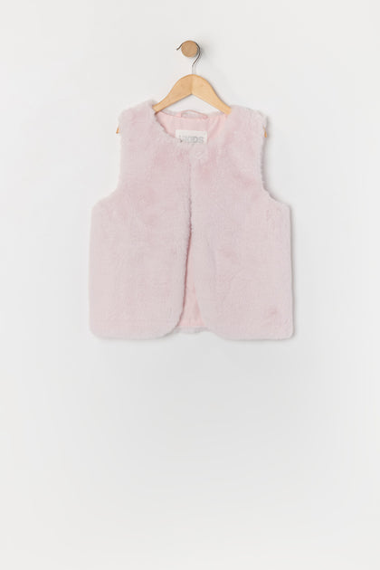 Veste boutonnée en similifourrure pour fille