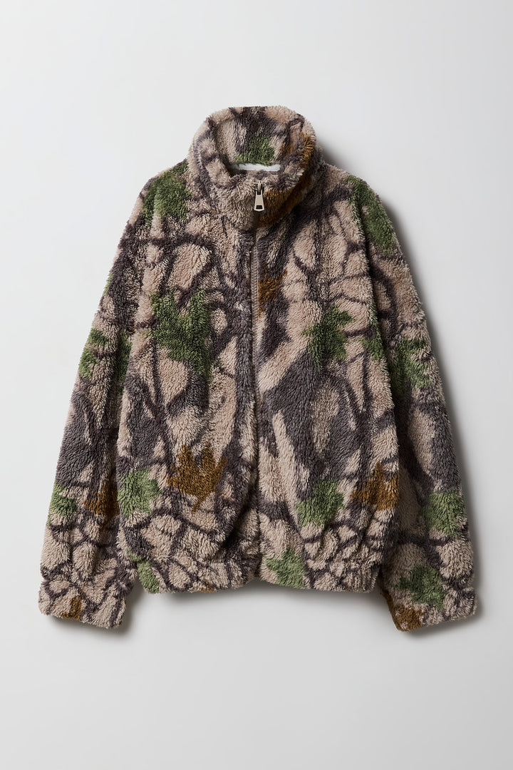 Blouson d'aviateur en sherpa avec glissière pour filles