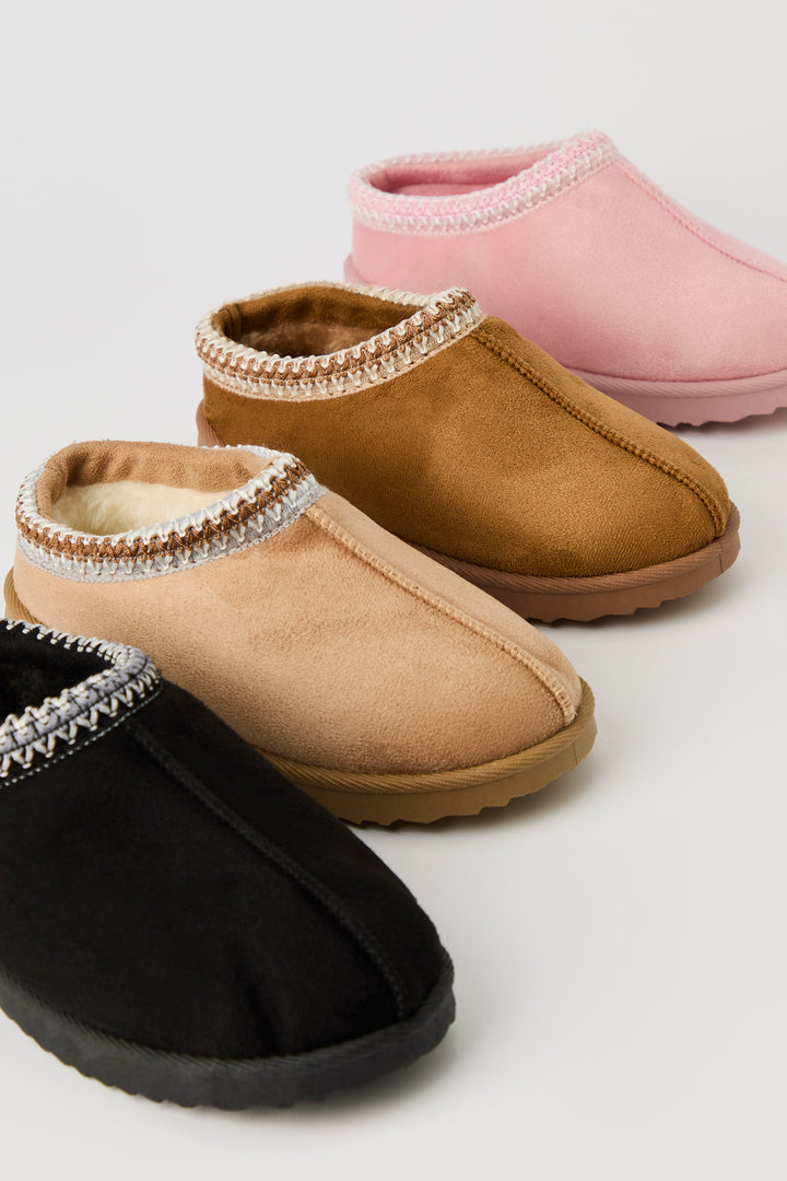 Faux Suede Embroidered Slipper Booties