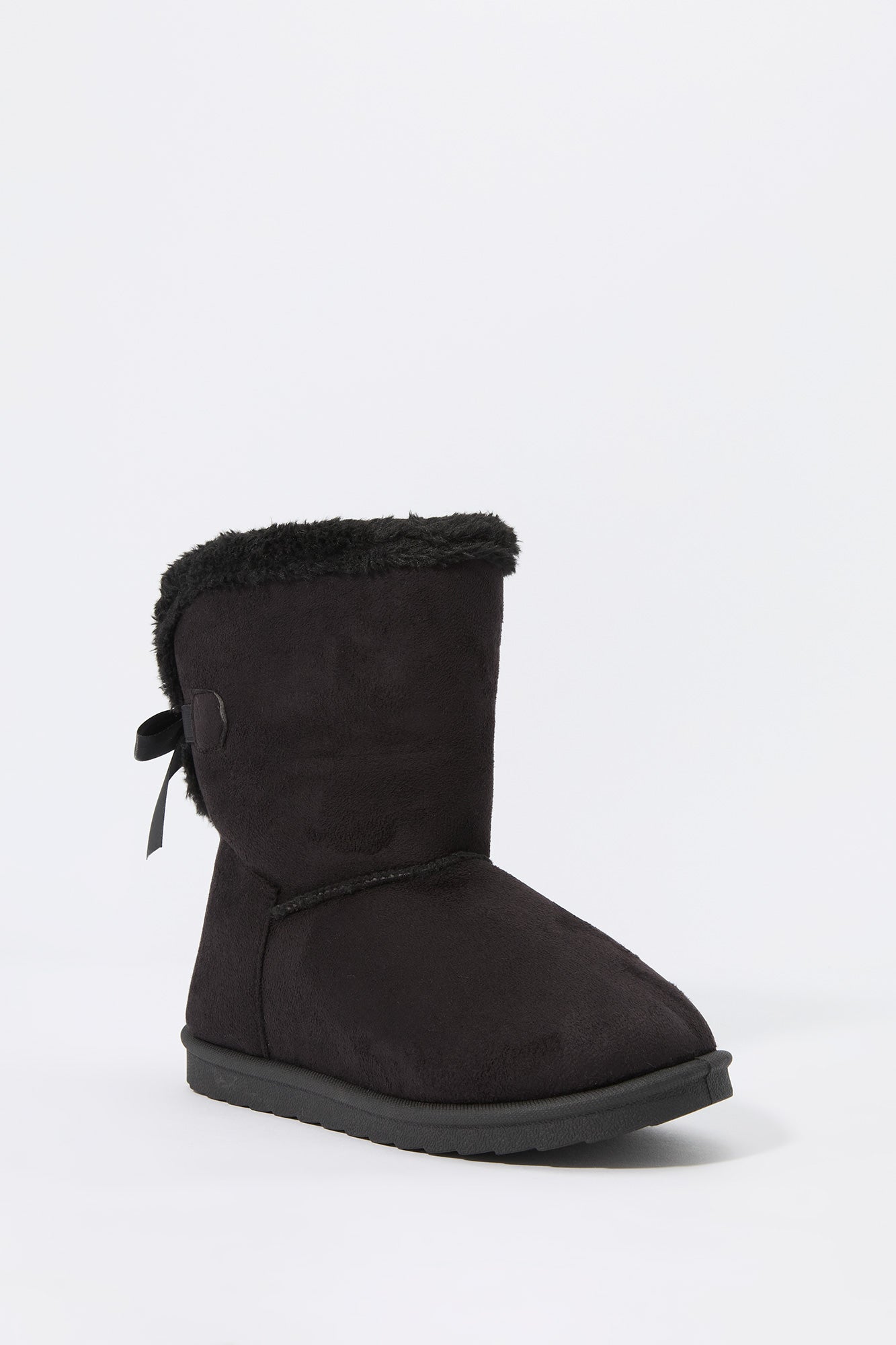 Girls Faux Fur Lined Bow Booties