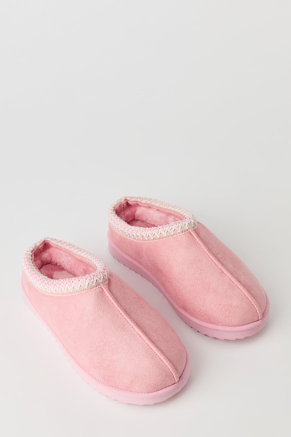 Alt View 2. Faux Suede Embroidered Slipper Booties - Pink