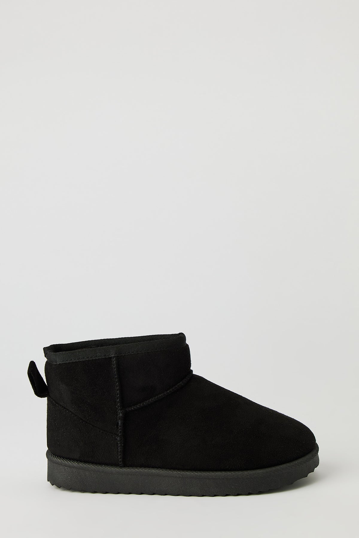 Faux Suede Ankle Booties - Black