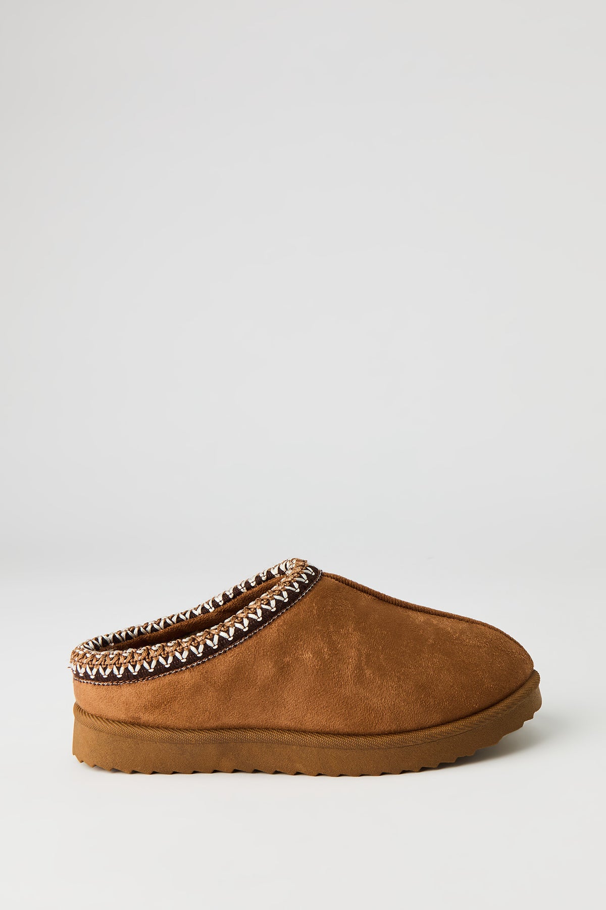 Girls Embroidered Trim Slipper Boots - Camel