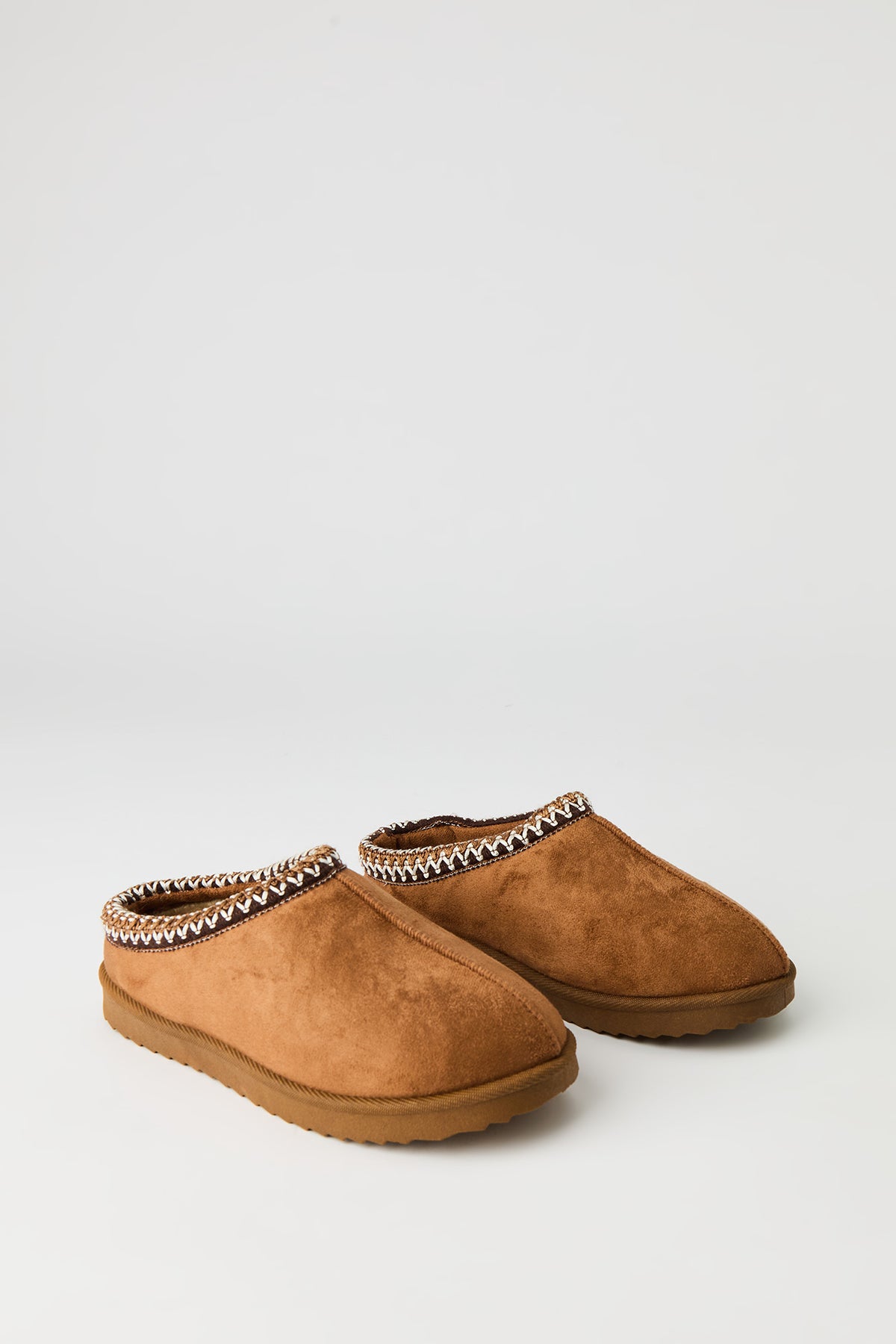 Alt View 2. Girls Embroidered Trim Slipper Boots - Camel