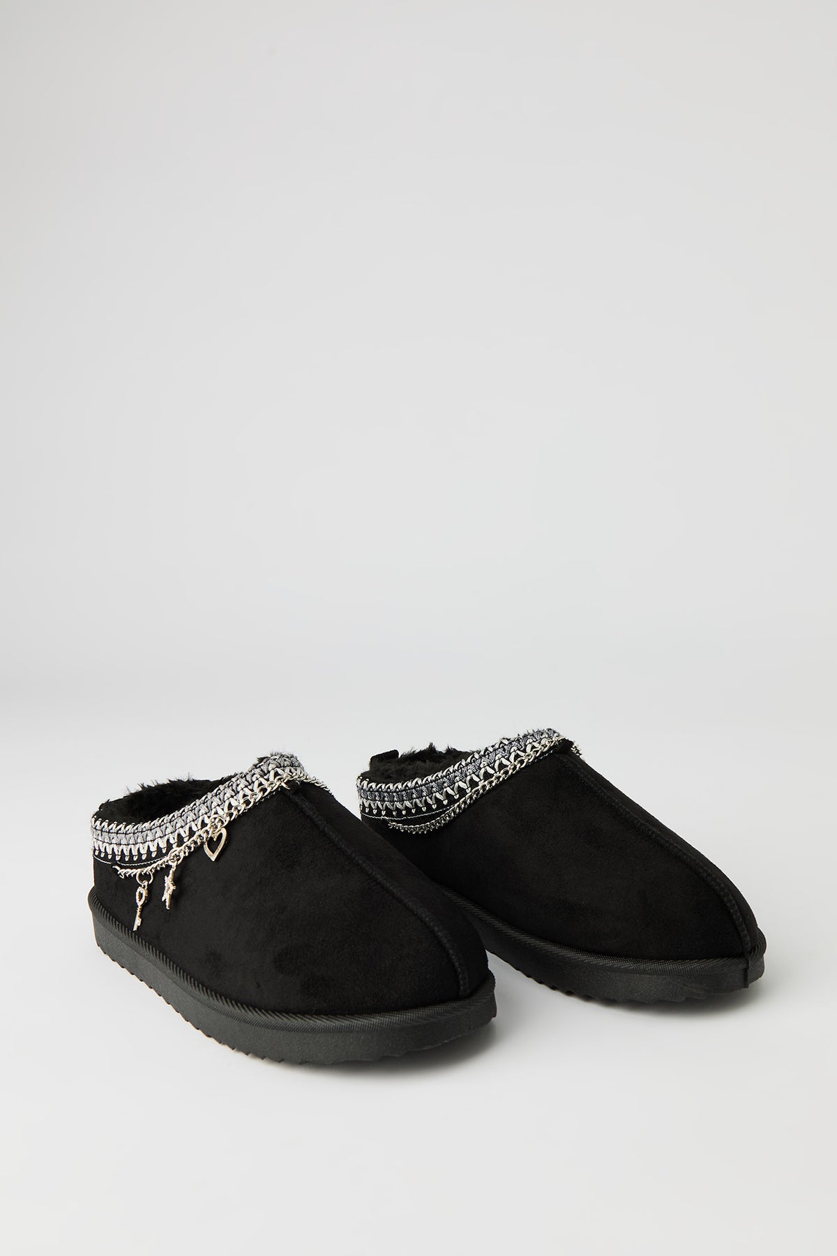 Alt View 2. Girls Slipper Boots with Charms - Black