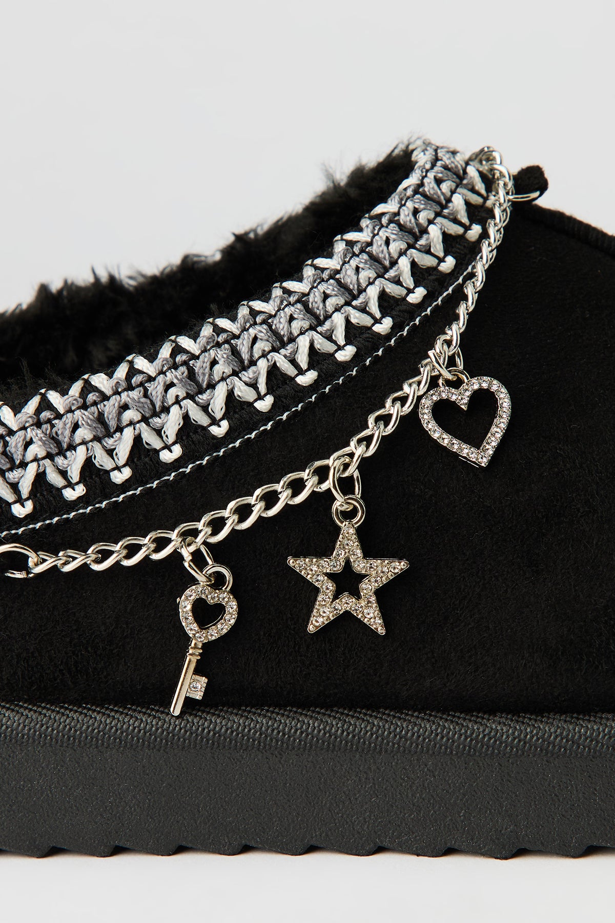 Alt View 4. Girls Slipper Boots with Charms - Black