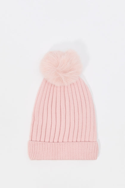 Tuque en tricot avec pompon pour fille