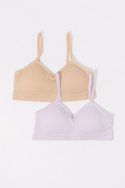 Girls Ribbed Molded Bralette (2 Pack)