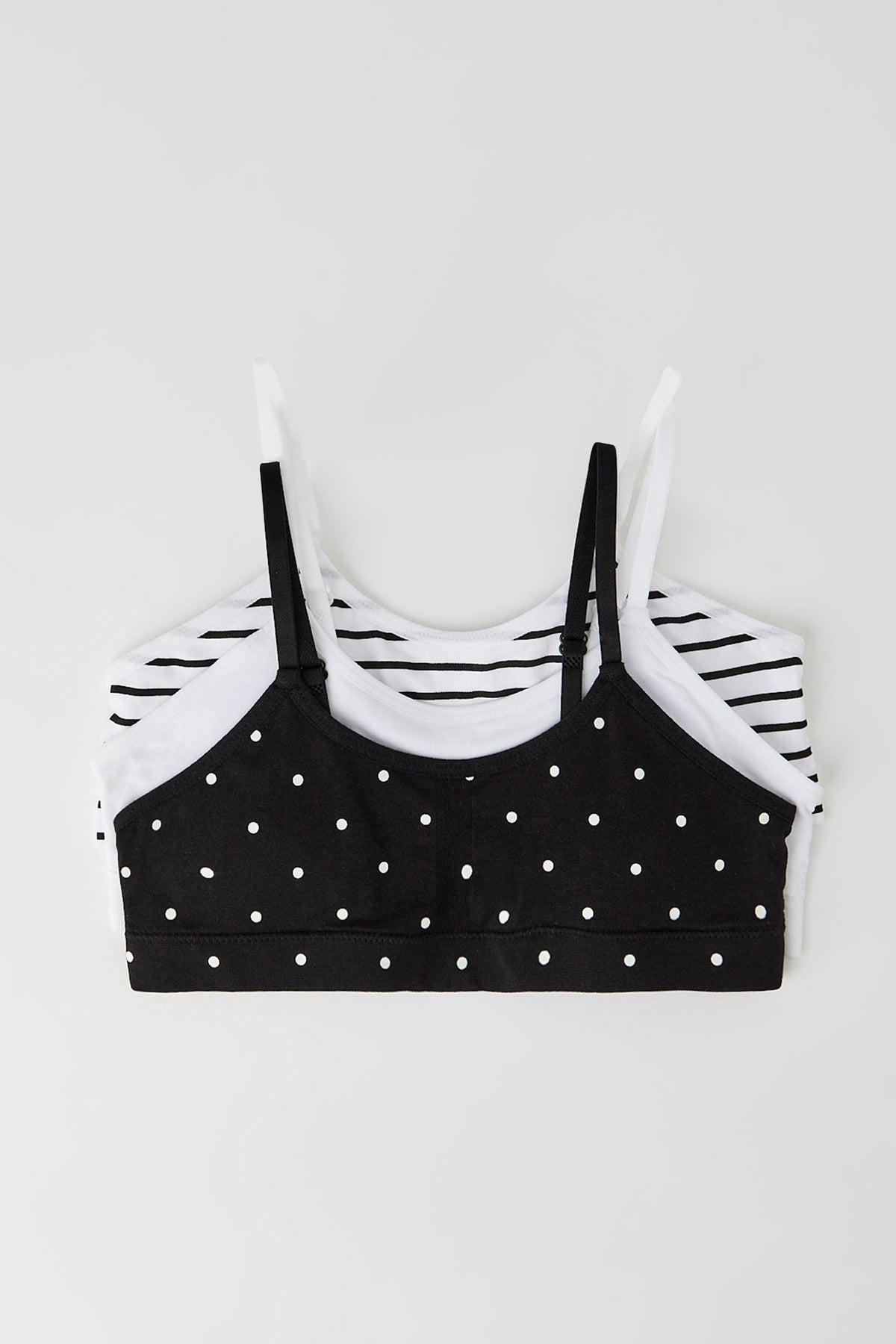 Girls Seamless Bralette (3 Pack) - Black with White