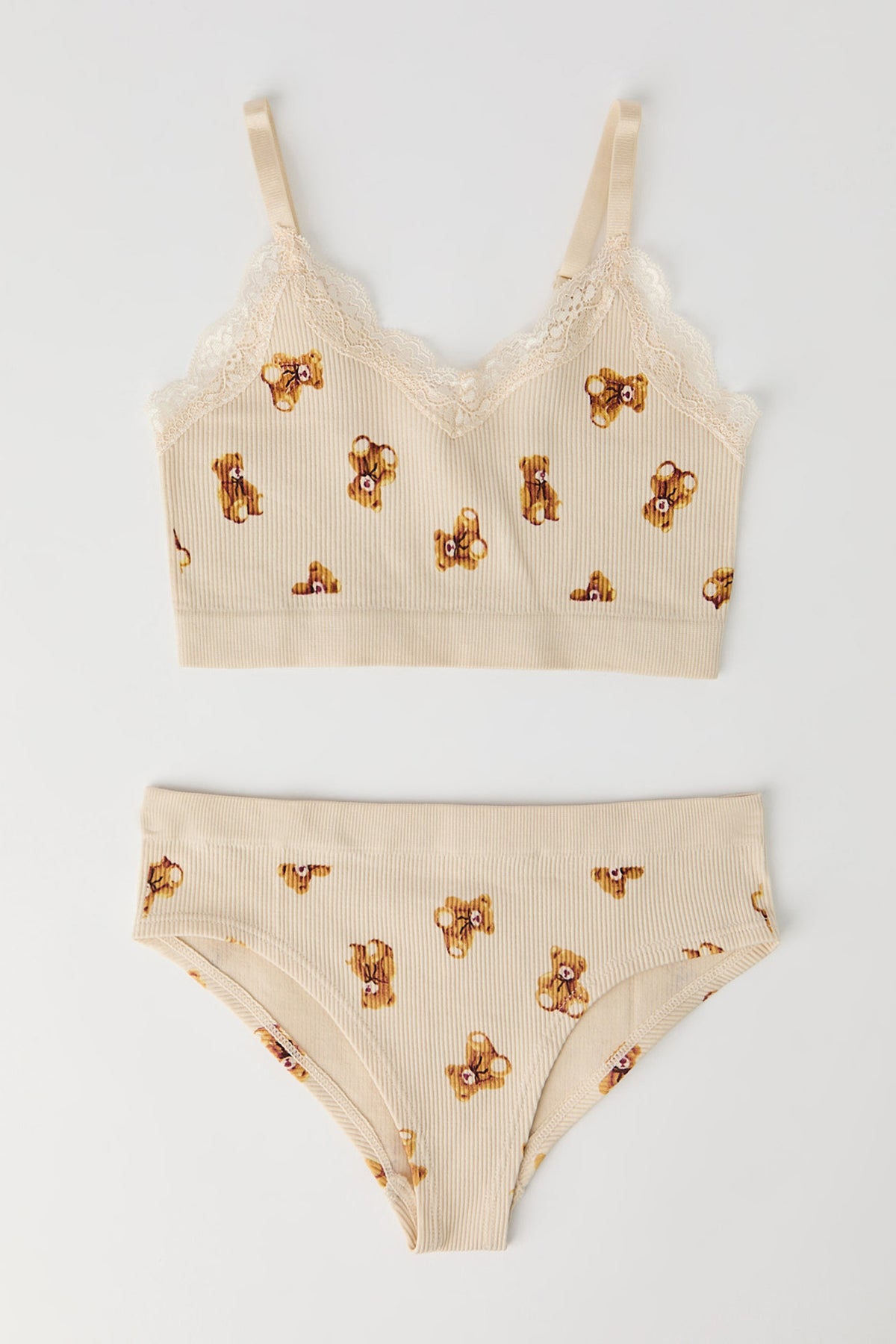 Ensemble avec débardeur côtelé sans couture et sous-vêtement pour fille