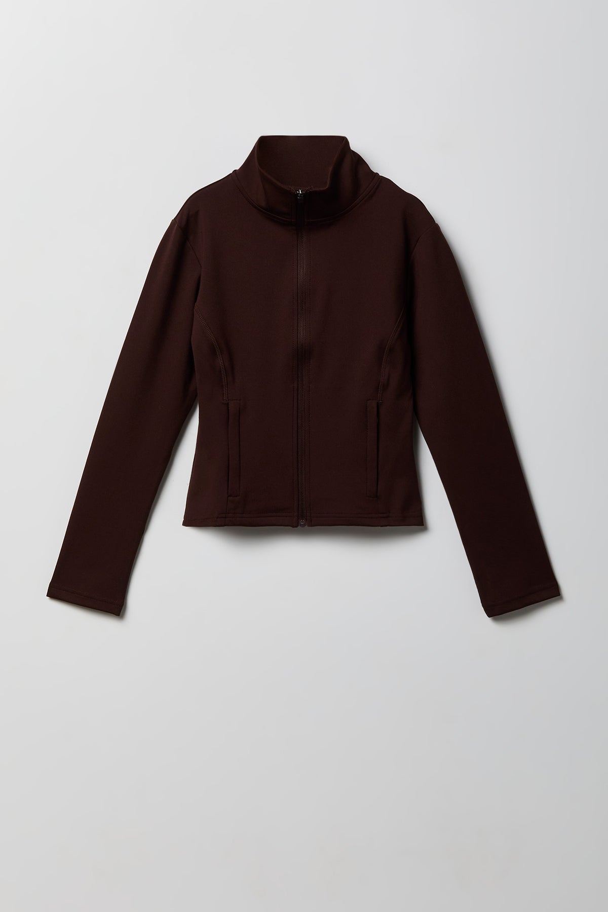 Girls Active High Density Zip-Up Jacket - Brown