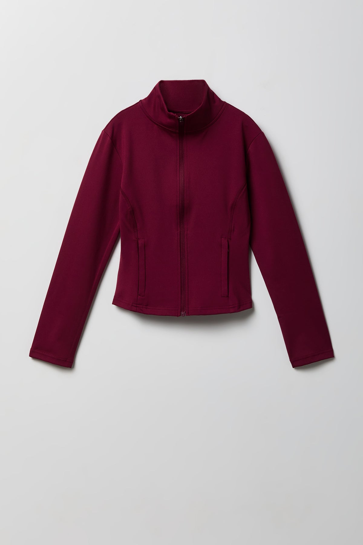 Girls Active High Density Zip-Up Jacket - Burgundy