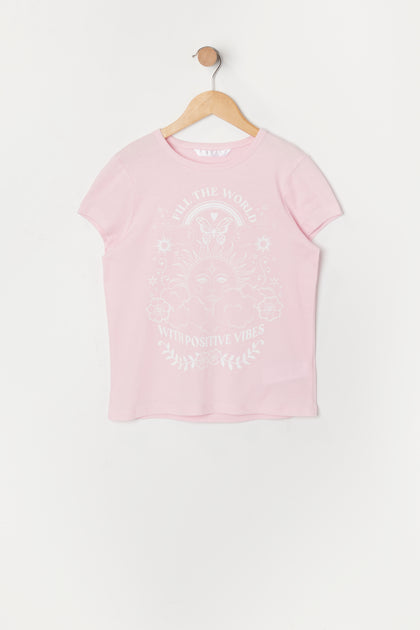 T-shirt à imprimé Positive Vibes pour fille