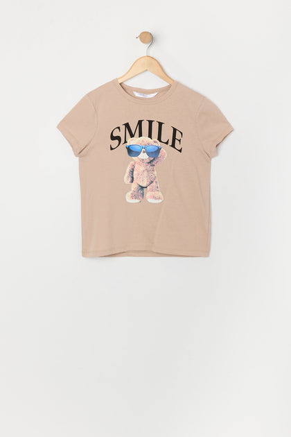 T-shirt à imprimé Smile Bear pour fille