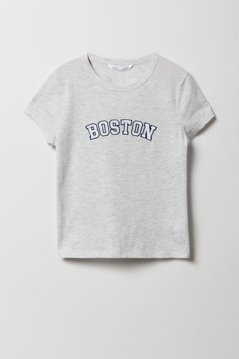 T-shirt avec motif brodé Boston pour fille