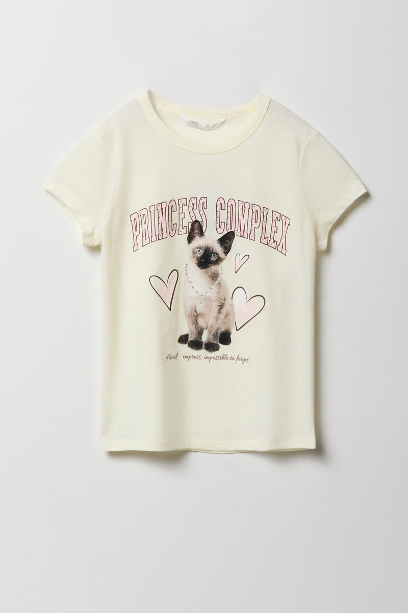 T-shirt à imprimé Princess Complex avec pierres du Rhin pour fille