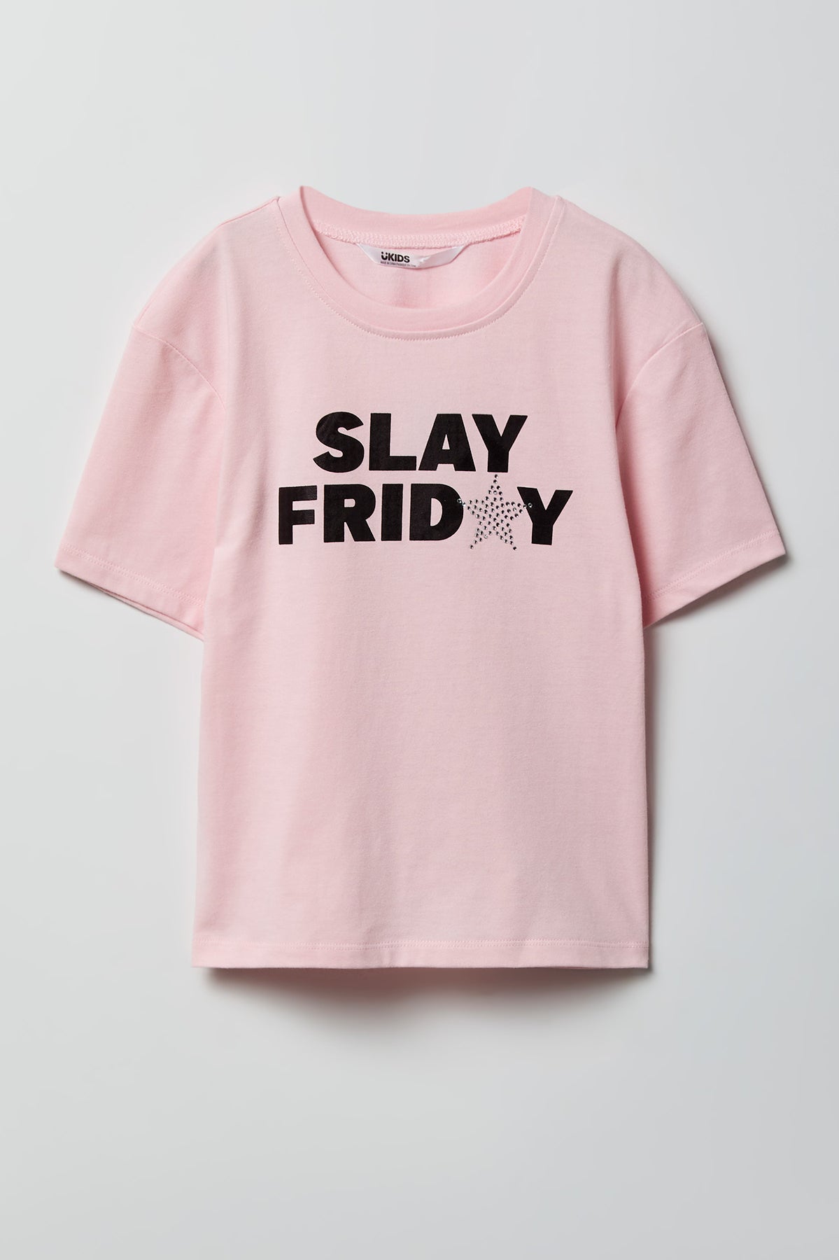 Girls Luxe Heavy Cotton Graphic T-Shirt - Light Pink