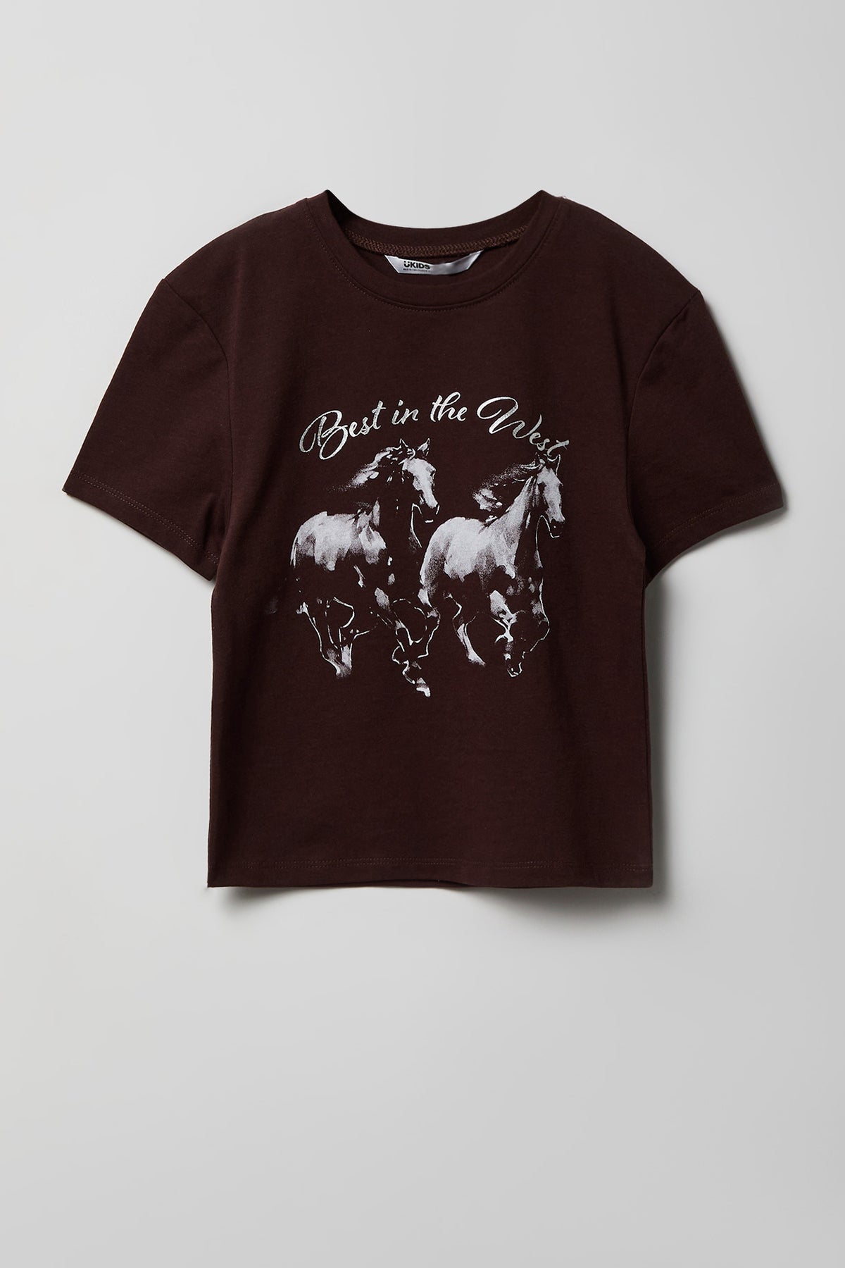 T-shirt en coton lourd de luxe à imprimé Chevaux pour fille