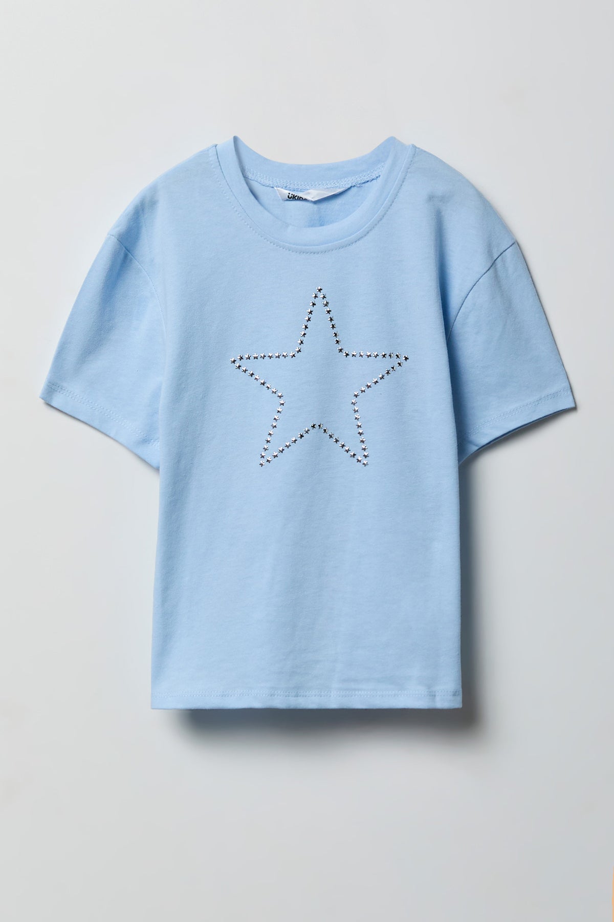Girls Rhinestone Graphic T-Shirt - Light Blue
