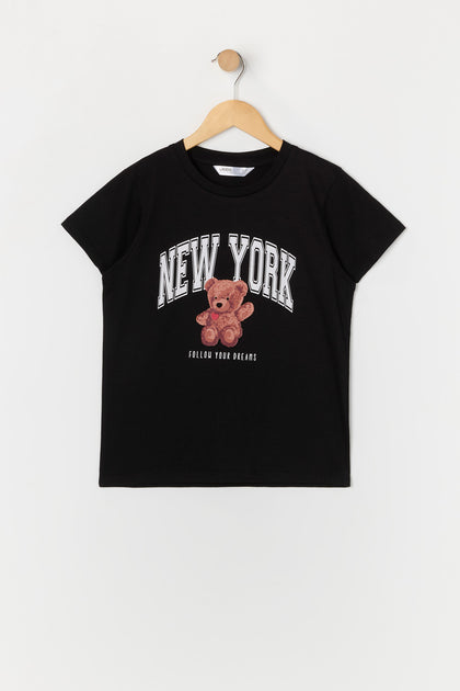 T-shirt à imprimé New York Teddy pour fille