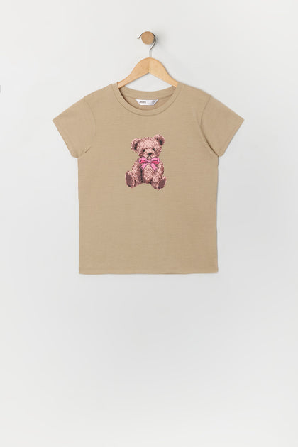 T-shirt à imprimé Cute Teddy pour fille