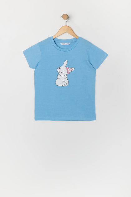 Girls Bunny Bow Graphic T-Shirt