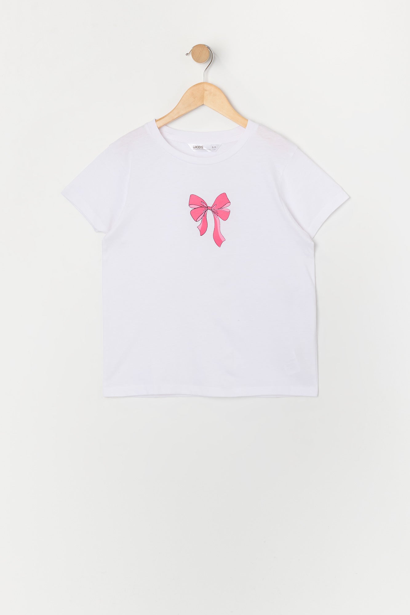 Girls Pink Bow Graphic T-Shirt