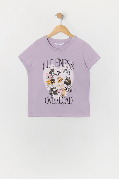 T-shirt à imprimé Cuteness Overload pour fille