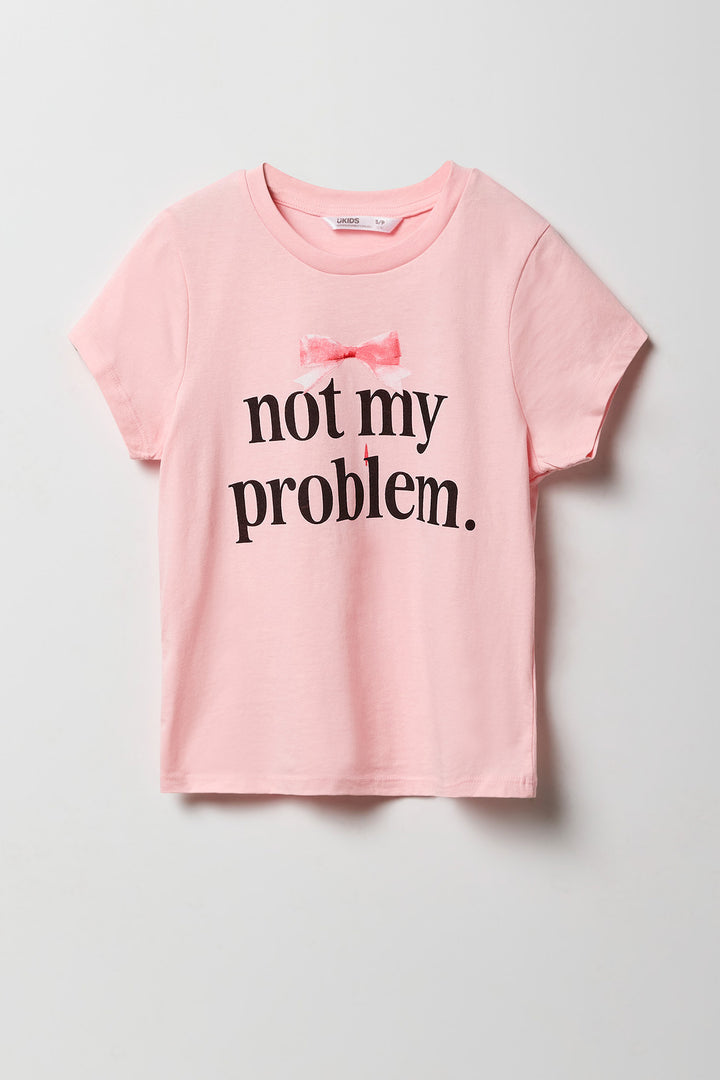 T-shirt à imprimé Not My Problem pour filles