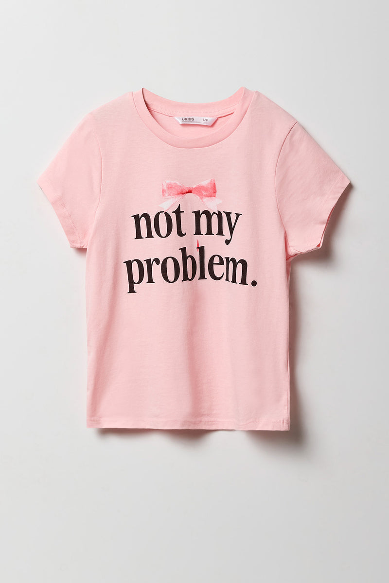 T-shirt à imprimé Not My Problem pour filles