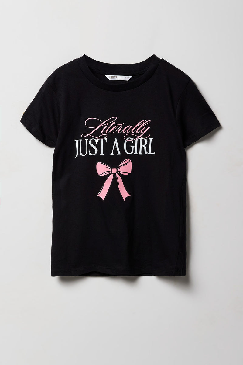 Girls Bow Graphic T-Shirt