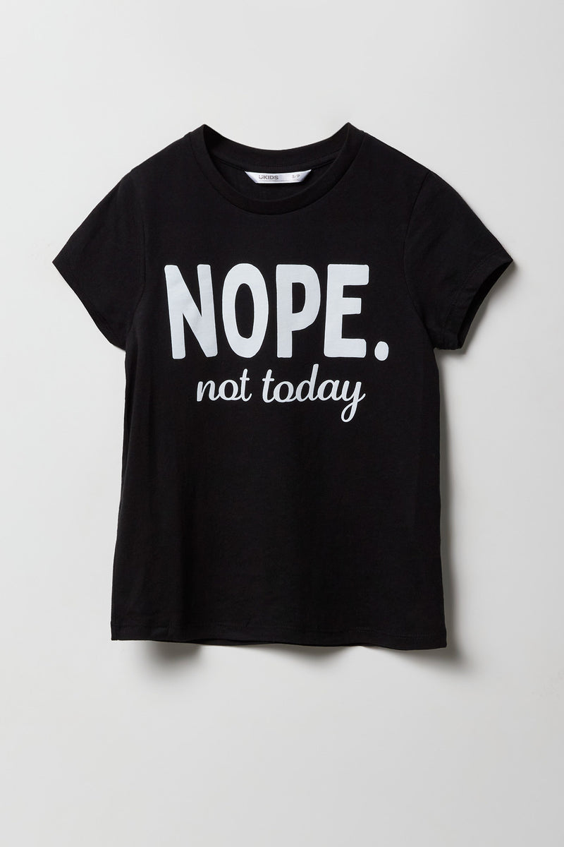 T-shirt à imprimé Nope Not Today pour filles