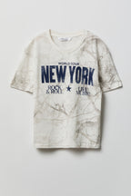 T-shirt à imprimé New York avec motif camouflage pour fille