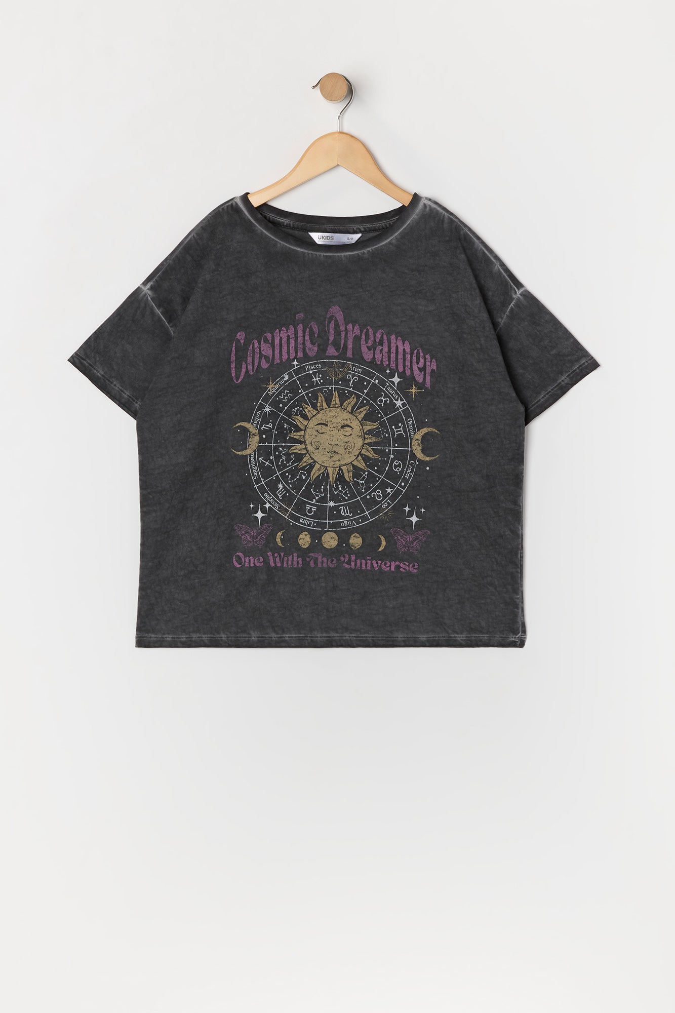 Girls Oversized Cosmic Dreamer Graphic Washed T-Shirt