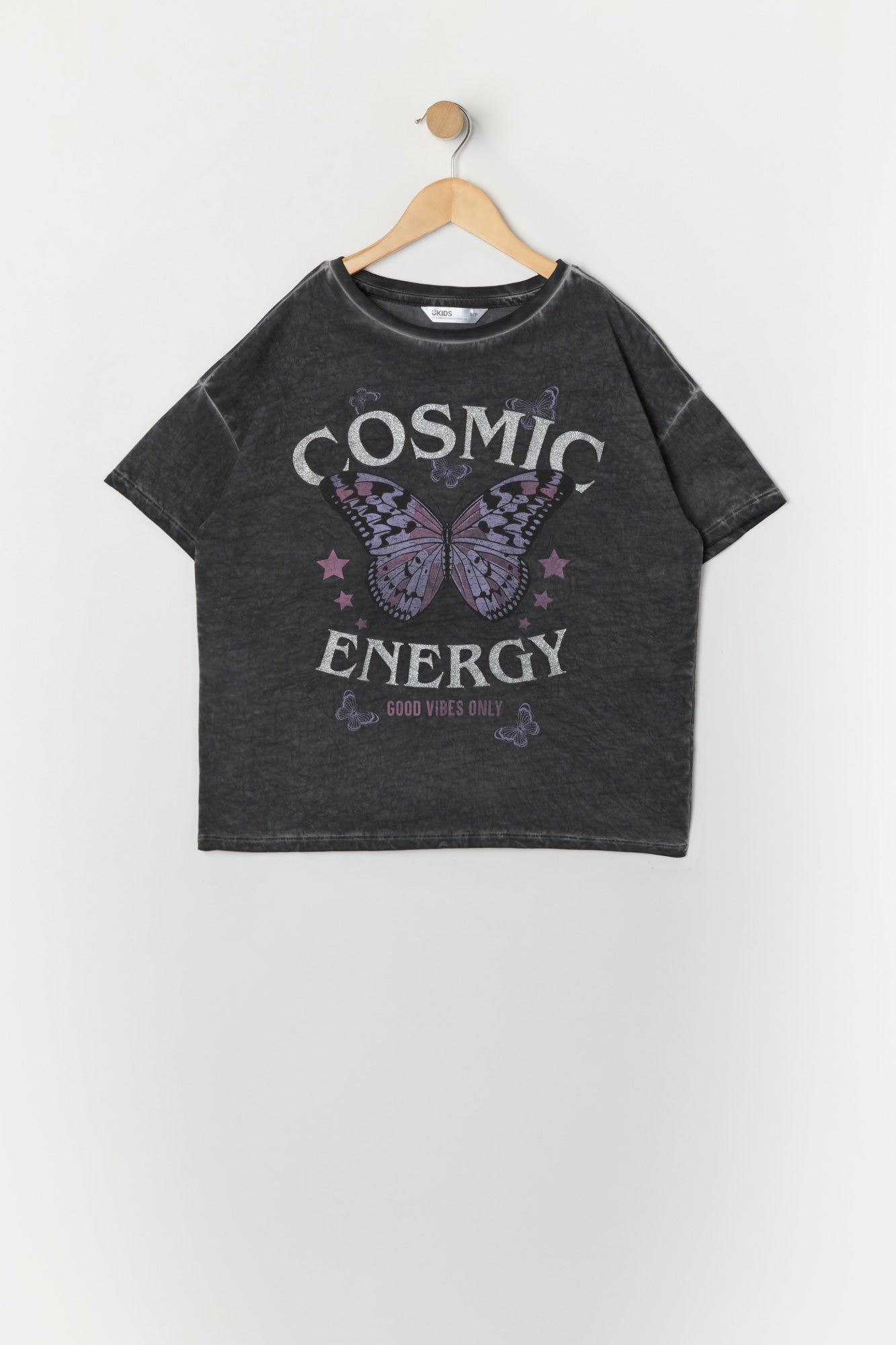 Girls Cosmic Energy Graphic Washed Oversized T-Shirt