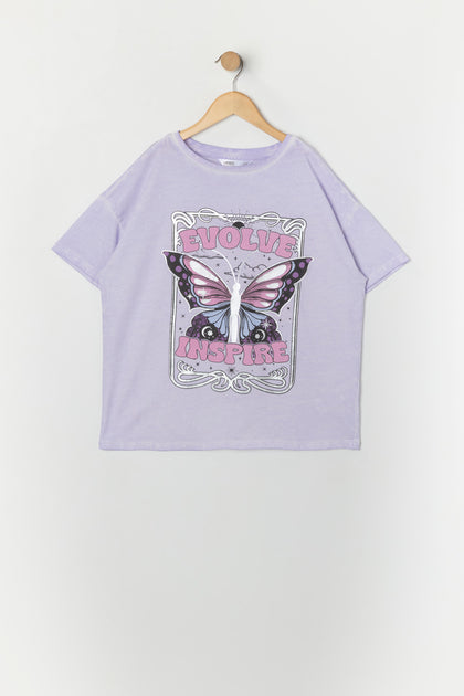 Girls Evolve Inspire Graphic Washed Oversized T-Shirt