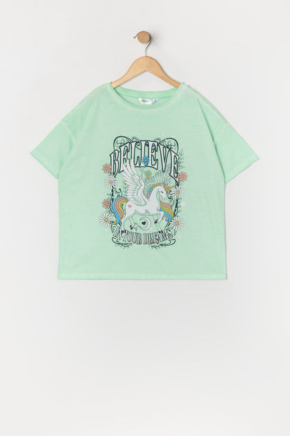 Girls Oversized Believe Graphic T-Shirt