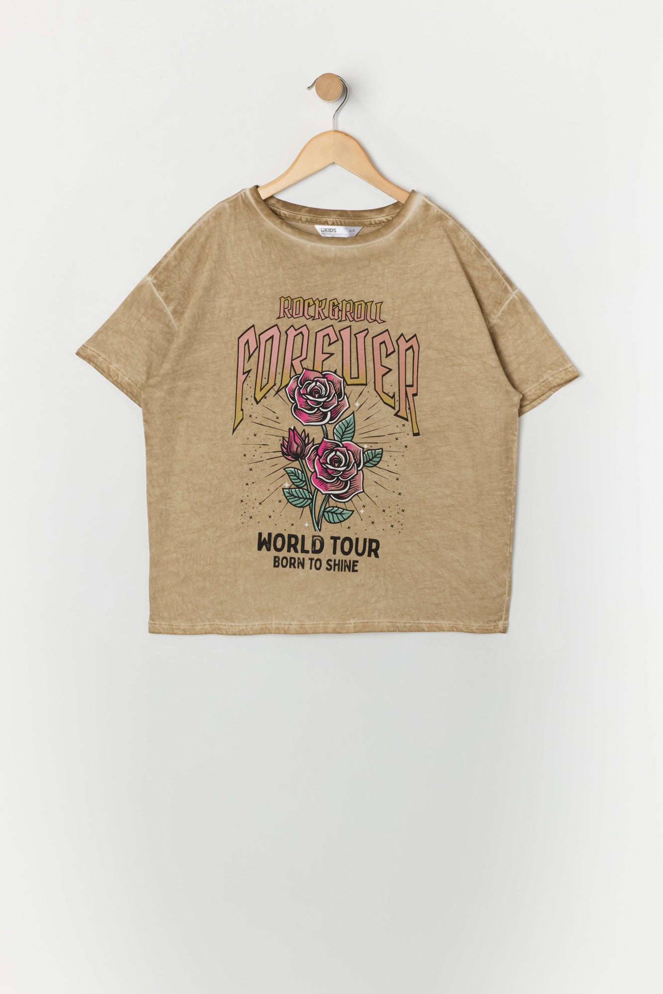 T-shirt surdimensionné délavé à imprimé Rock n Roll Tour pour fille