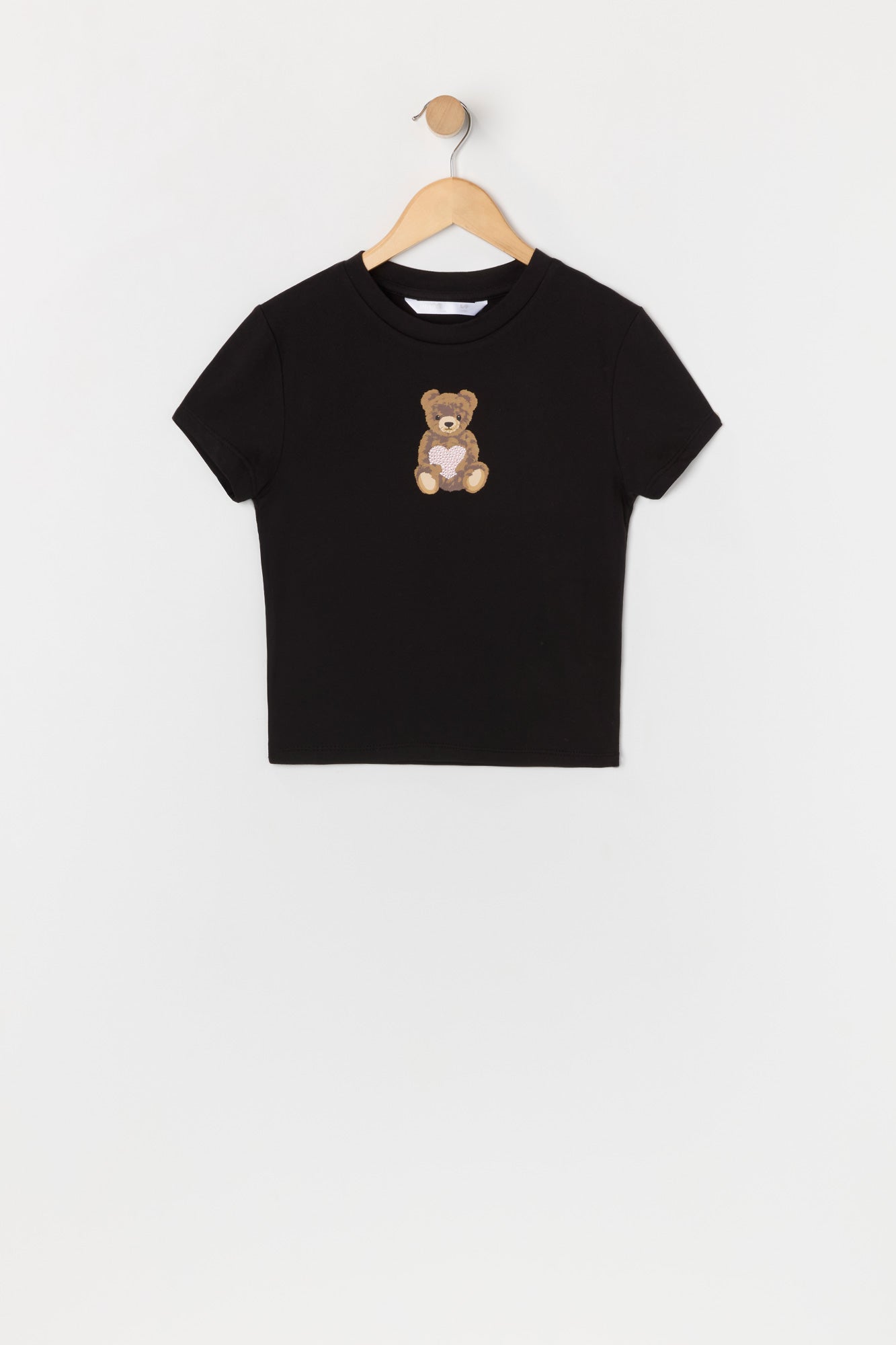 T-shirt à imprimé Ourson avec pierres du Rhin pour fille