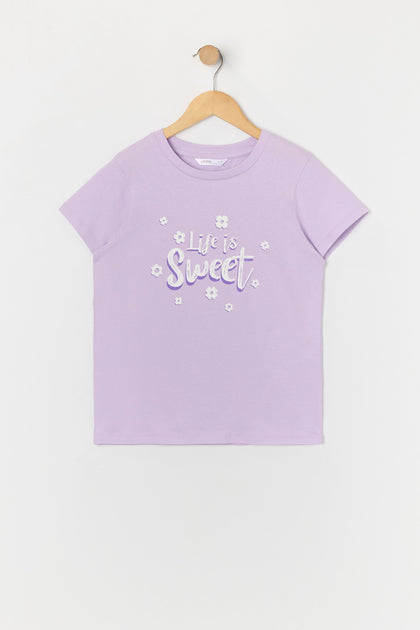 T-shirt à imprimé Life is Sweet pour fille