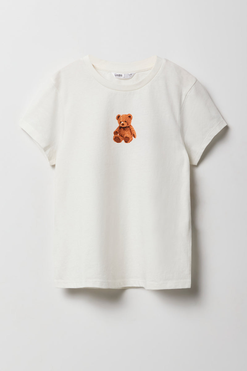 Girls Teddy Bear Graphic T-Shirt